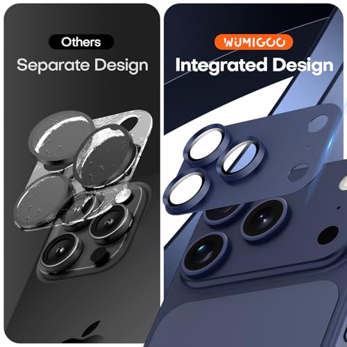 Wumigoo for iPhone 17 Pro Max Camera Lens Protector, Aluminum Alloy Sapphire Glass Camera Cover Screen, Anti-drop, Anti-Scratch, Case Friendly-Deep Blue - Image 2
