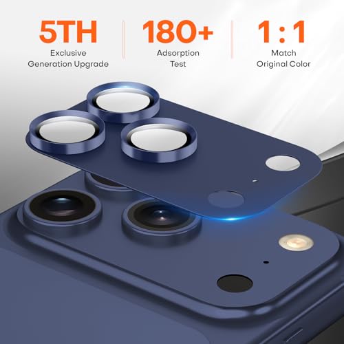 Wumigoo for iPhone 17 Pro Max Camera Lens Protector, Aluminum Alloy Sapphire Glass Camera Cover Screen, Anti-drop, Anti-Scratch, Case Friendly-Deep Blue - Image 3