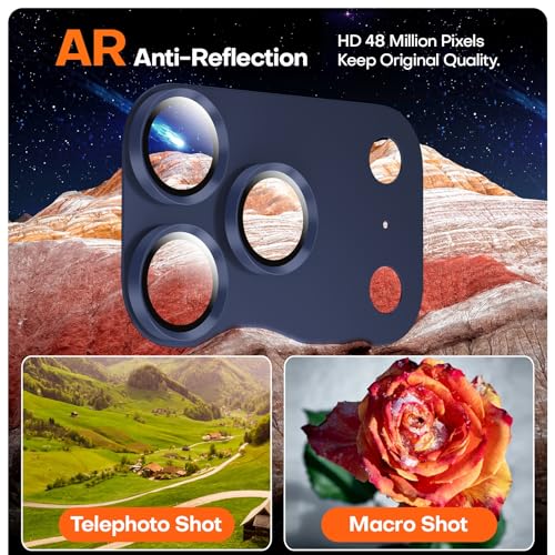 Wumigoo for iPhone 17 Pro Max Camera Lens Protector, Aluminum Alloy Sapphire Glass Camera Cover Screen, Anti-drop, Anti-Scratch, Case Friendly-Deep Blue - Image 4