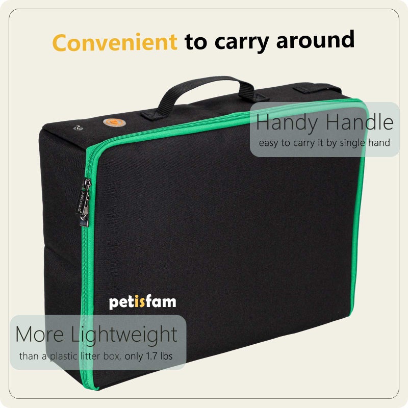 petisfam Portable Cat Travel Litter Box. No Leakage and Smell. One-Handed Carrying for Cats in Hotel, Car, Airplane - Image 3