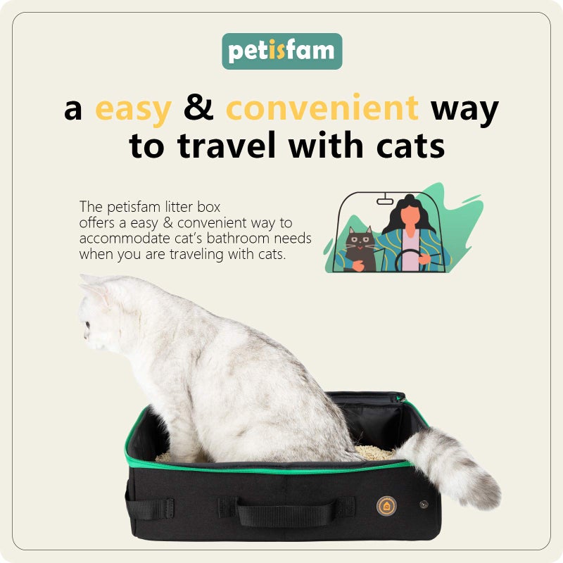 petisfam Portable Cat Travel Litter Box. No Leakage and Smell. One-Handed Carrying for Cats in Hotel, Car, Airplane - Image 4