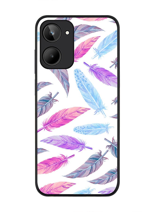 Stylizedd Rugged Black edge case for Realme 10 4G Slim fit Soft Case Flexible Rubber Edges Anti Drop TPU Gel Thin Cover -  Feather Colors - Image 1
