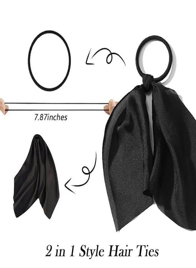 Minta Multicolour Satin Silk Summer Vibes Ponytail - Unique Ties Tween Hair Scarf Scrunchies for Women, Teen -3 Pieces - Image 3