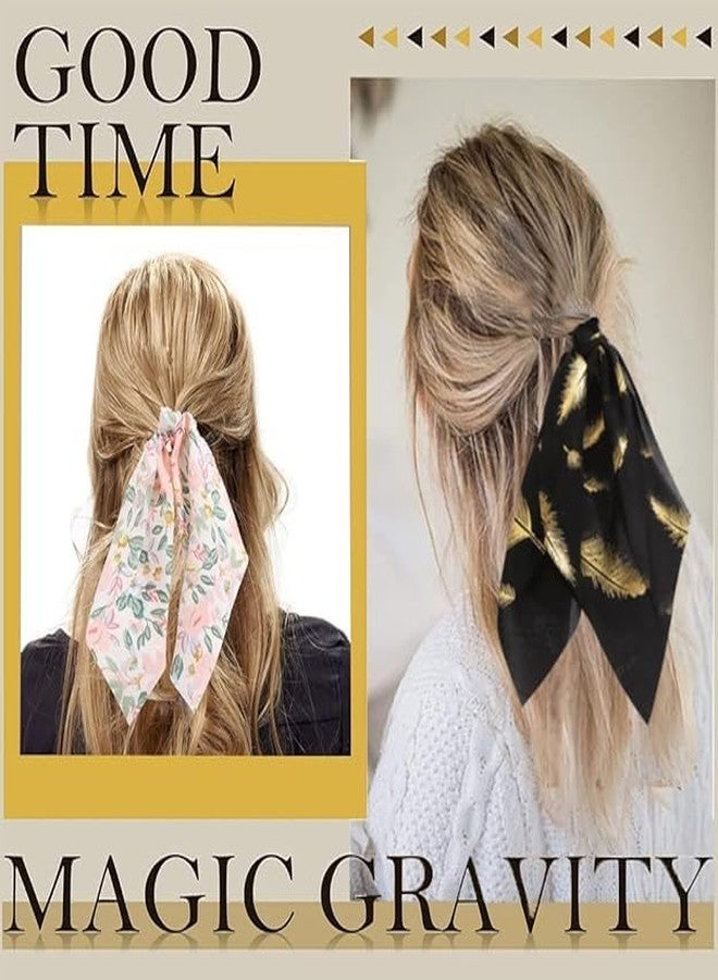 Minta Multicolour Satin Silk Summer Vibes Ponytail - Unique Ties Tween Hair Scarf Scrunchies for Women, Teen -3 Pieces - Image 5
