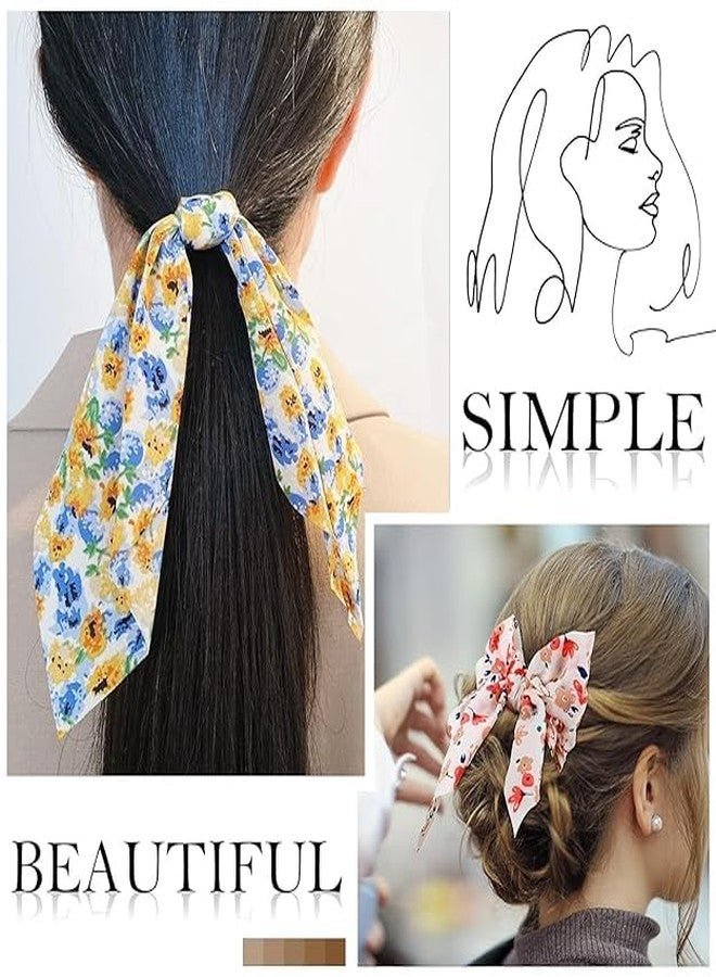 Minta Multicolour Satin Silk Summer Vibes Ponytail - Unique Ties Tween Hair Scarf Scrunchies for Women, Teen -3 Pieces - Image 4