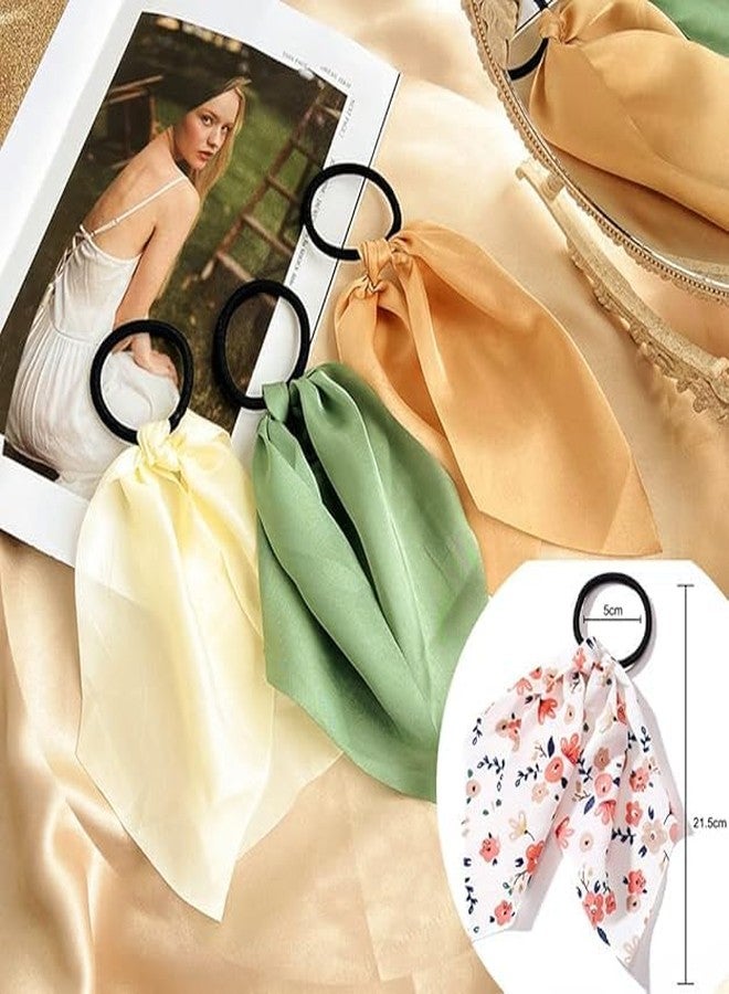 Minta Multicolour Satin Silk Summer Vibes Ponytail - Unique Ties Tween Hair Scarf Scrunchies for Women, Teen -3 Pieces - Image 2