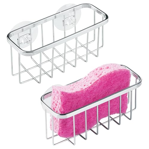 InterDesign iDesign Stainless Steel Suction Cup Sponge Holder for Kitchen Sink - Set of 2 - Polished - Image 1