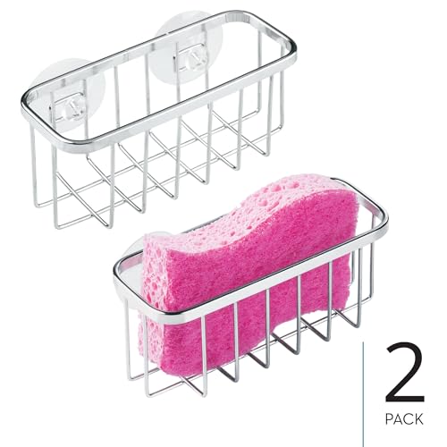 InterDesign iDesign Stainless Steel Suction Cup Sponge Holder for Kitchen Sink - Set of 2 - Polished - Image 2