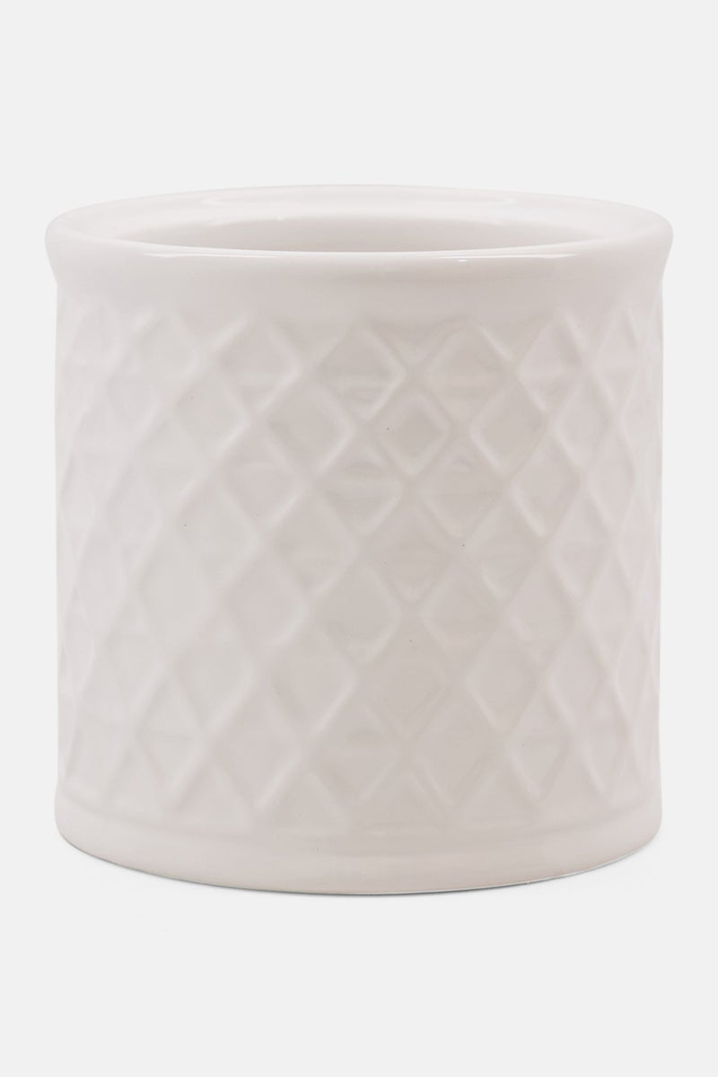 Vesta Rattan Design Cotton Jar, White - Image 2