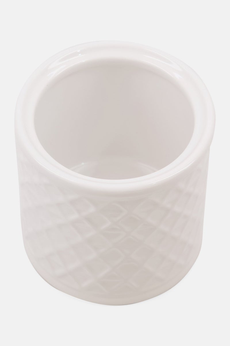 Vesta Rattan Design Cotton Jar, White - Image 3