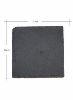 Y&D 6 Pack 4 x Inch Slate Coasters for Drinks-Set Gorgeous Black Stone Coasters Square Cup Coaster Drink Bar Kitchen Home Decor Handmade Natural Rough Edge  - Image 3