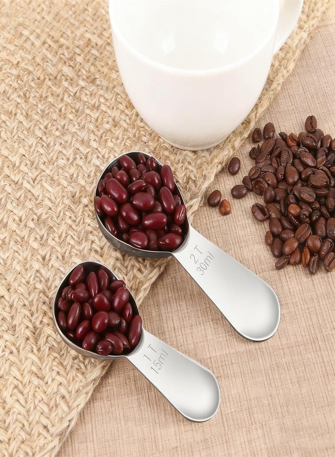 Casavibe 2pcs Tablespoon Coffee Scoop, Coffee Scoop Set, 15ml 30ml Tbsp Coffee Bean Measuring Spoon Stainless Steel Table Spoon Scoop with Short Handle Suitable for Tea Ground Sugar Flour - Image 5