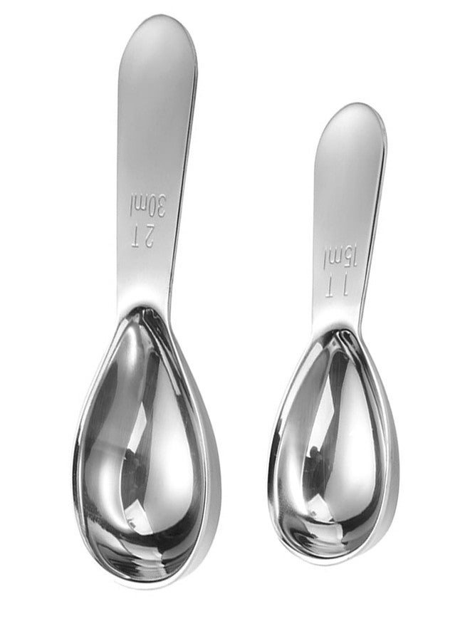 Casavibe 2pcs Tablespoon Coffee Scoop, Coffee Scoop Set, 15ml 30ml Tbsp Coffee Bean Measuring Spoon Stainless Steel Table Spoon Scoop with Short Handle Suitable for Tea Ground Sugar Flour - Image 2