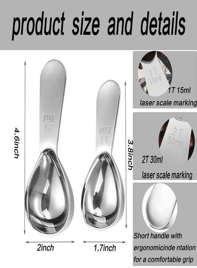 Casavibe 2pcs Tablespoon Coffee Scoop, Coffee Scoop Set, 15ml 30ml Tbsp Coffee Bean Measuring Spoon Stainless Steel Table Spoon Scoop with Short Handle Suitable for Tea Ground Sugar Flour - Image 4