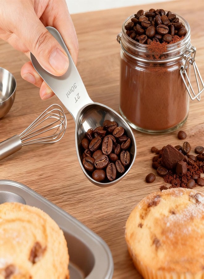 Casavibe 2pcs Tablespoon Coffee Scoop, Coffee Scoop Set, 15ml 30ml Tbsp Coffee Bean Measuring Spoon Stainless Steel Table Spoon Scoop with Short Handle Suitable for Tea Ground Sugar Flour - Image 3