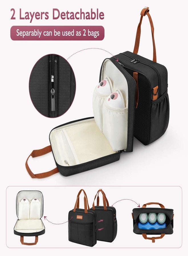 HavenMinds Detachable Breast Milk Cooler Travel Bag with Ice Pack, Double Layer Breast Pump Bag Compatible for Wearable Breast Pump, Portable Breastmilk Cooler Bag & Carrying Case with Waterproof Mat - Image 2