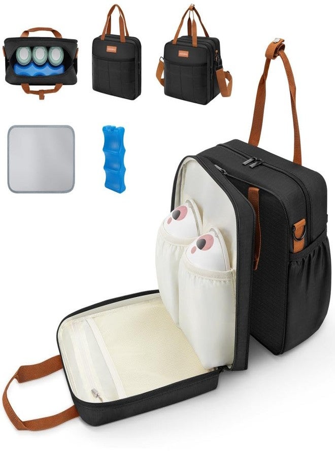 HavenMinds Detachable Breast Milk Cooler Travel Bag with Ice Pack, Double Layer Breast Pump Bag Compatible for Wearable Breast Pump, Portable Breastmilk Cooler Bag & Carrying Case with Waterproof Mat - Image 1