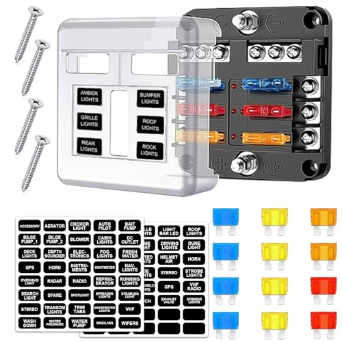 Yasdyri 6 Way 12V fuse box waterproof fuse box holder with LED indicator 6 way fuse block with 12V blade 6 circuit for Automotive Truck Boat Marine RV Van Vehicle - Image 1