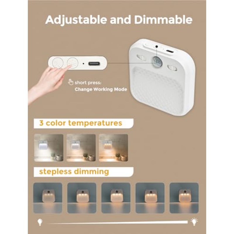 Motion Sensor Night Light, Wireless Rechargeable LED Night Light Indoor, 3 Sensor ModesandAdjustable Brightness 30days Standby,Stairs/Bedroom/Bathroom/Hallway Light for,Adult [2 Pack - Image 4