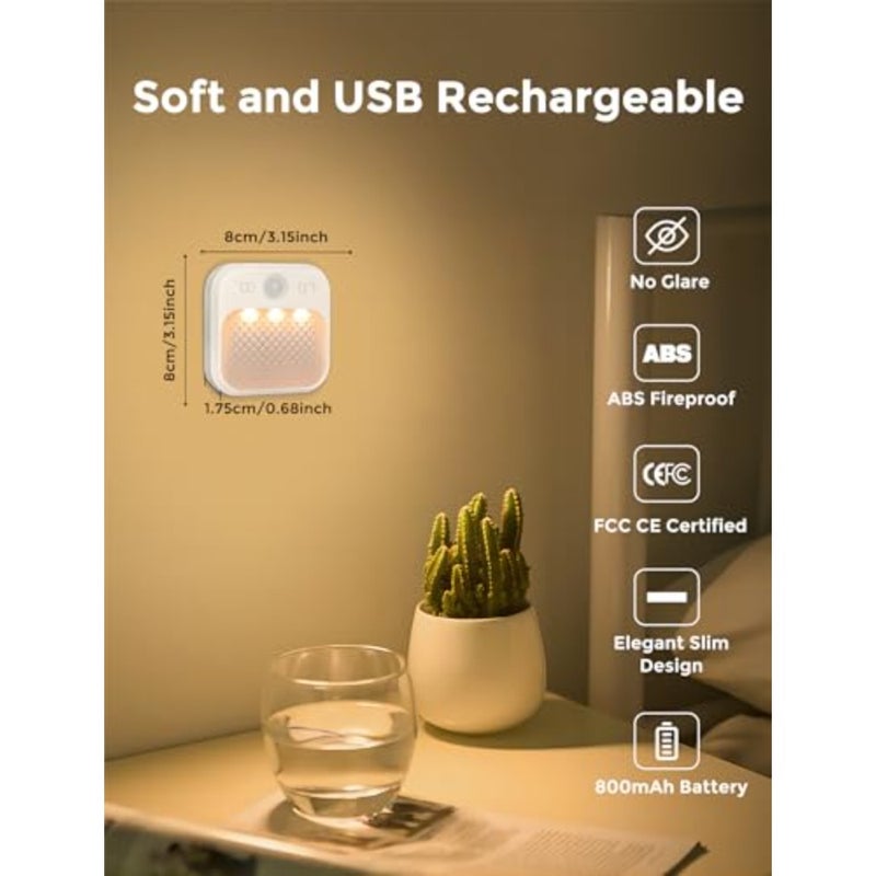 Motion Sensor Night Light, Wireless Rechargeable LED Night Light Indoor, 3 Sensor ModesandAdjustable Brightness 30days Standby,Stairs/Bedroom/Bathroom/Hallway Light for,Adult [2 Pack - Image 2