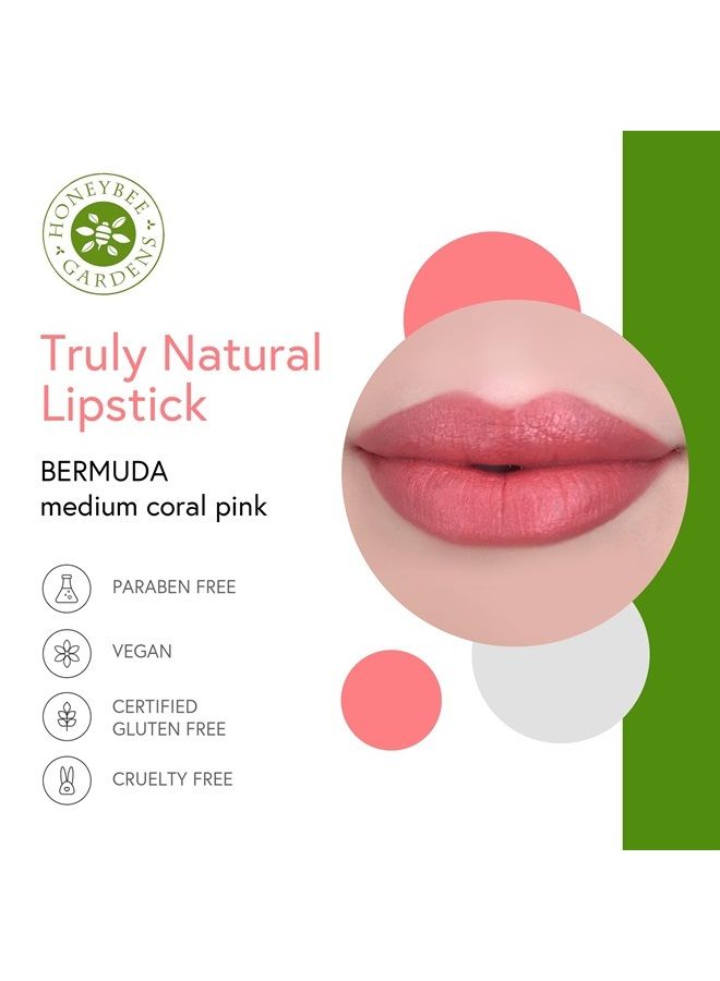 Honeybee Gardens Truly Natural Long Lasting Lipstick, Bermuda (matte medium coral pink) Naturally Hydrating & Nourishing - Vegan, Gluten Free & Cruelty Free, 0.13 oz / 3.8 g - Image 2