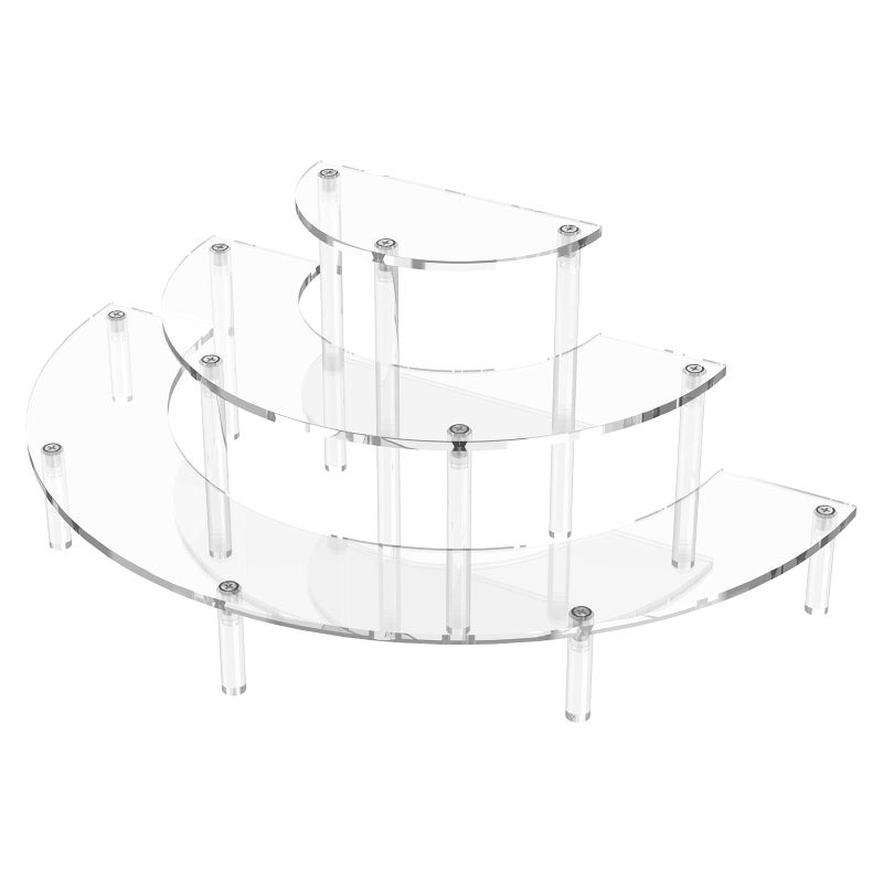 Dooiclear 3 Tier Acrylic Display Risers, Half Moon Cupcake Stand, Clear Perfume Organizer, Dessert Stand for Display, Clear Display Stand for Food, Cupcake, Perfume, Collections - Image 1