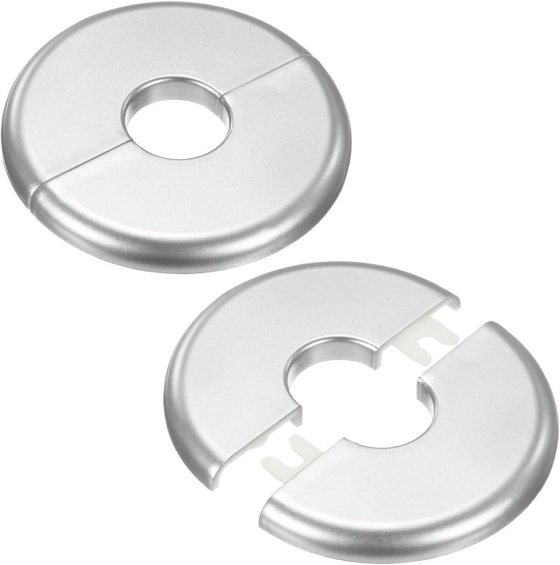 M METERXITY 2-Pack Wall Split Flange, for 0.8 Inch/20mm OD Pipe ABS Escutcheon Plate Round Self-Adhesive Plumbing Cover Plates for Water Pipe/Faucet [Silver Tone] - Image 1