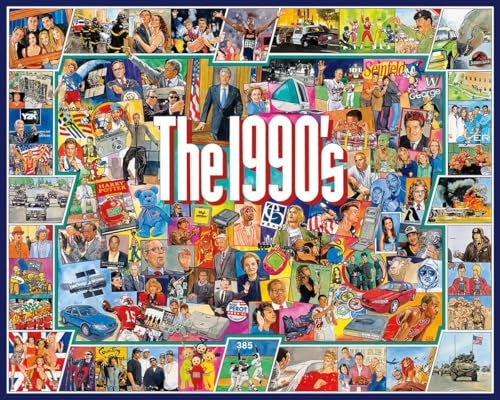 White Mountain 1000 Piece Jigsaw Puzzle Nostalgic Vintage Collage Puzzles with Large Pieces Gift for Adults and Family 24x30  1990s - Image 1