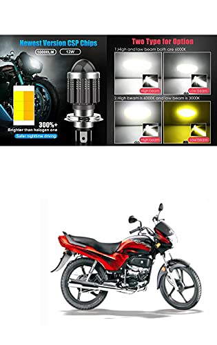 PRIKNIK Led Headlight Bulb with Lens 28W Two Color White/Yellow Light H4 Lamp Compatible With H-ero Passion Plus - Image 2