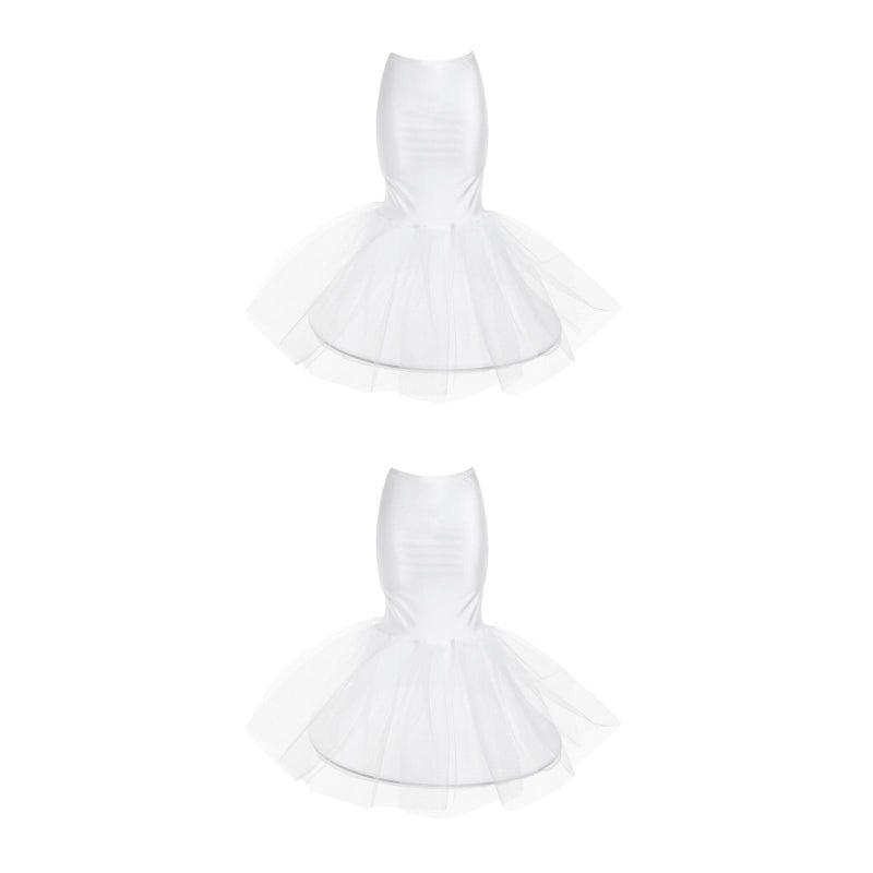 2pcs Women Mermaid Petticoat Fish Tail Underskirt Elastic Waist Floor Length Trumpet Underskirt for Wedding Bridal Dress - Image 2
