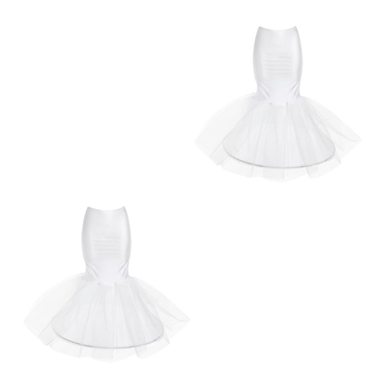2pcs Women Mermaid Petticoat Fish Tail Underskirt Elastic Waist Floor Length Trumpet Underskirt for Wedding Bridal Dress - Image 4