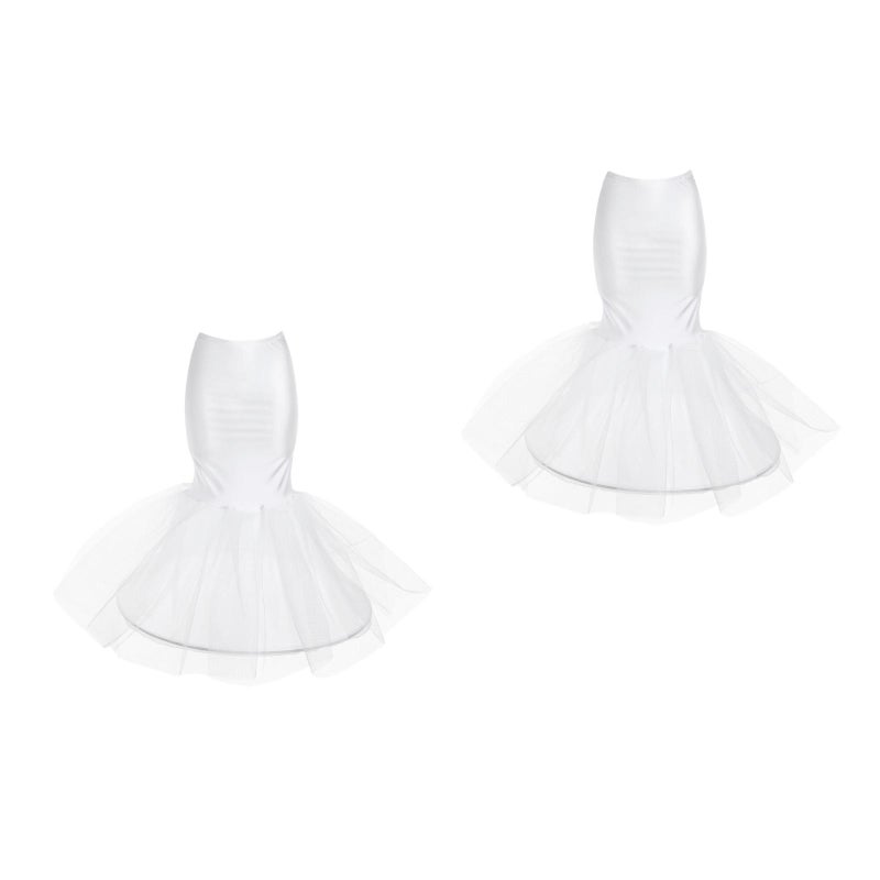 2pcs Women Mermaid Petticoat Fish Tail Underskirt Elastic Waist Floor Length Trumpet Underskirt for Wedding Bridal Dress - Image 1