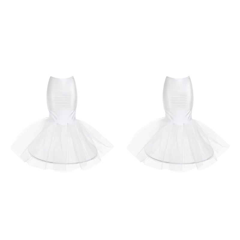 2pcs Women Mermaid Petticoat Fish Tail Underskirt Elastic Waist Floor Length Trumpet Underskirt for Wedding Bridal Dress - Image 5