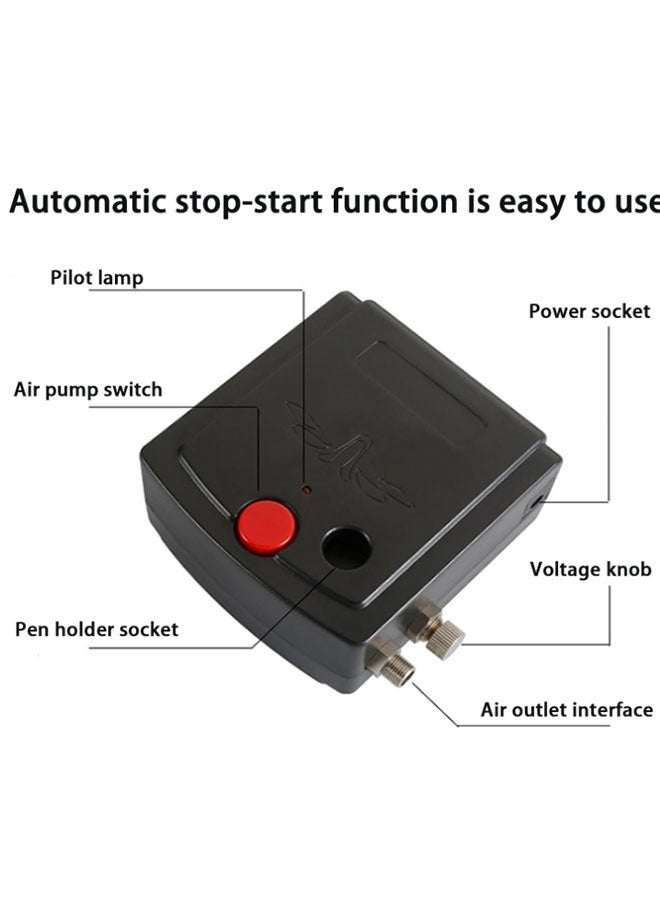 طقم ضاغط الهواء (يتضمن هواءً)، مضخة رش محمولة، قابس المملكة المتحدة، مثالي للرسم الفني والحرف اليدوية ورش الكيك والعمل على النماذج والأظافر، مجموعة أدوات كاملة - Image 5