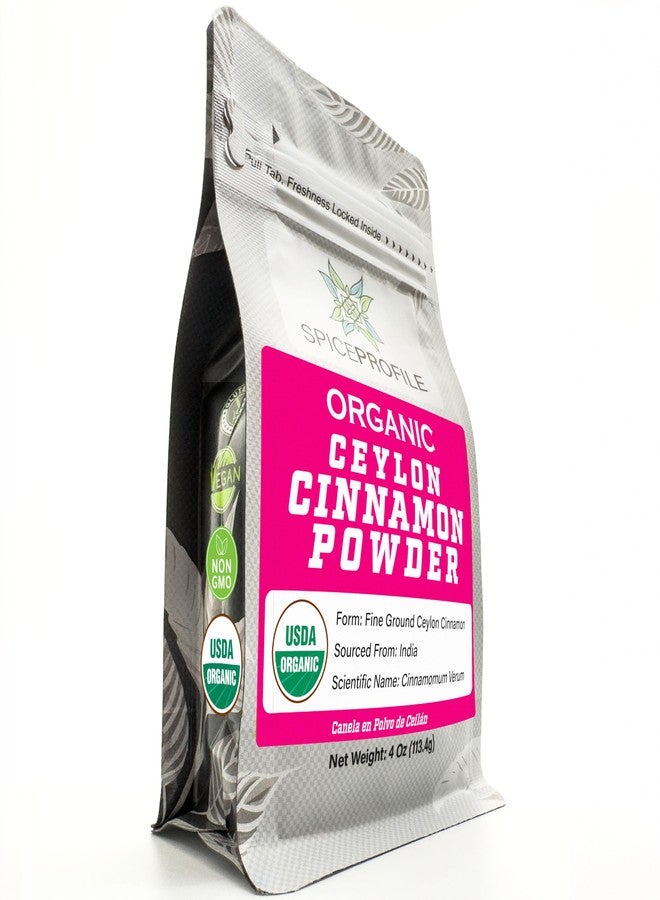 Spice Profile USDA Organic Ceylon Cinnamon Powder, Lab Tested for Heavy Metals, Resealable 4oz Pouch, Dalchini, Canela de Ceilán - Image 1