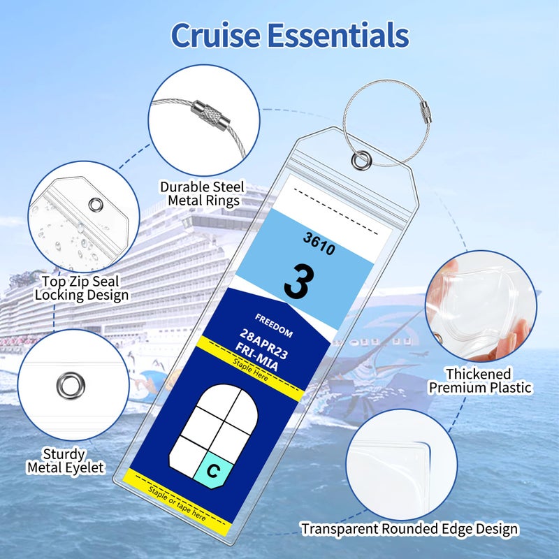 SEAVILIA 8 Pack Luggage Tags Travel Essentials & Cruise Essentials for NCL, Princess, Carnival, Royal Caribbean & Celebrity Cruise Ships by SEAVILIA - Image 4