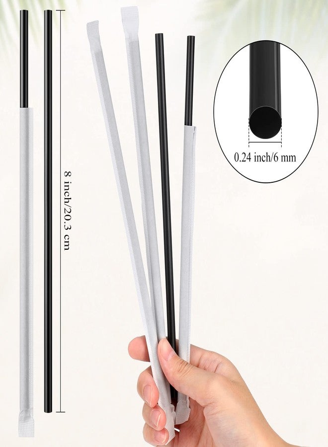Hoolerry 2000 Pcs 8 Inch Plastic Straws Disposable Individually Wrapped Drinking Straight Long Straws, 0.24" Wide, for Hot and Cold Beverages (Black) - Image 3
