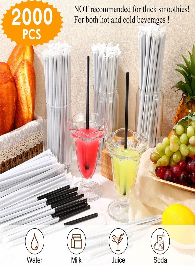 Hoolerry 2000 Pcs 8 Inch Plastic Straws Disposable Individually Wrapped Drinking Straight Long Straws, 0.24" Wide, for Hot and Cold Beverages (Black) - Image 5