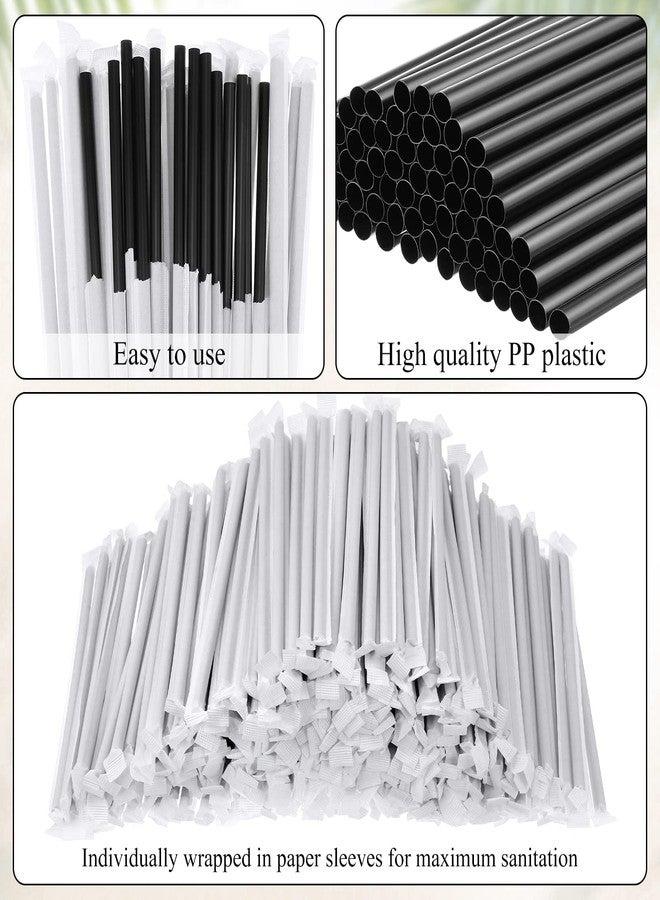 Hoolerry 2000 Pcs 8 Inch Plastic Straws Disposable Individually Wrapped Drinking Straight Long Straws, 0.24" Wide, for Hot and Cold Beverages (Black) - Image 4