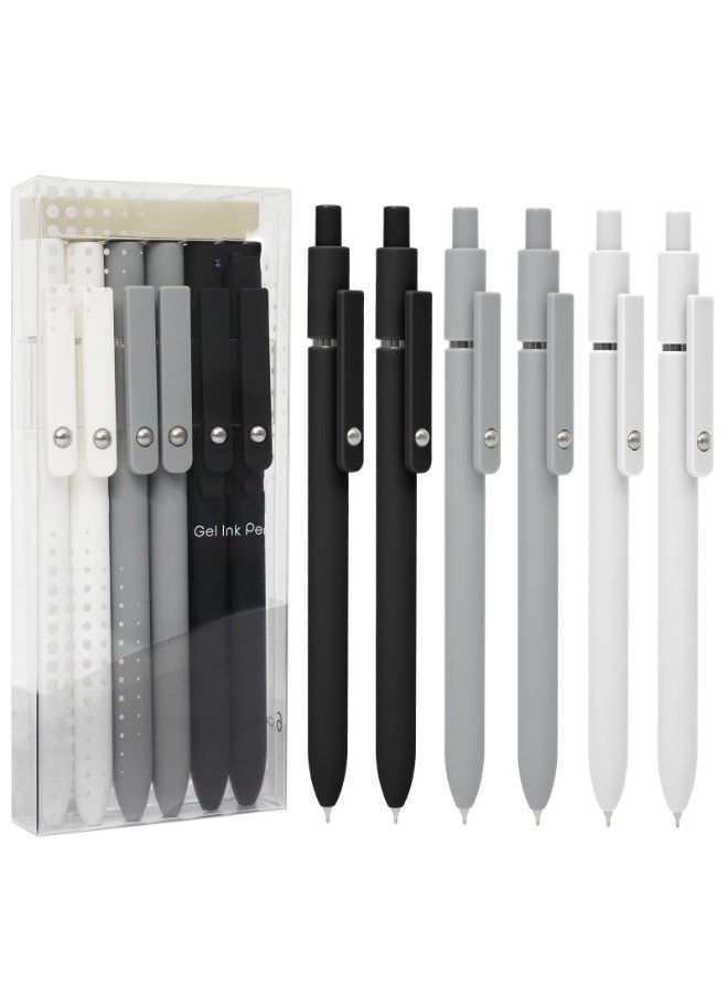 6PCS Retractable Gel Ink Pens, 0.5mm Quick Dry Black Ink Pens Office Desk Accessories, 0.5mm Fine Point Simplicity Appearance Smooth Writing Comfort Grip Bleed Quick Dry Suitable for Note-Taking