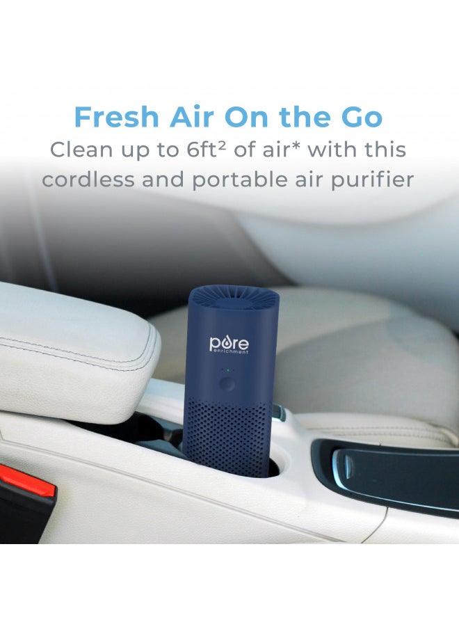 Pure Enrichment Pure Enrichment® PureZone Mini Portable Air Purifier - Cordless True HEPA Filter Cleans Air & Eliminates 99.97% of Dust, Odors, & Allergens Close to You - Cars, School, & Office (Blue) 