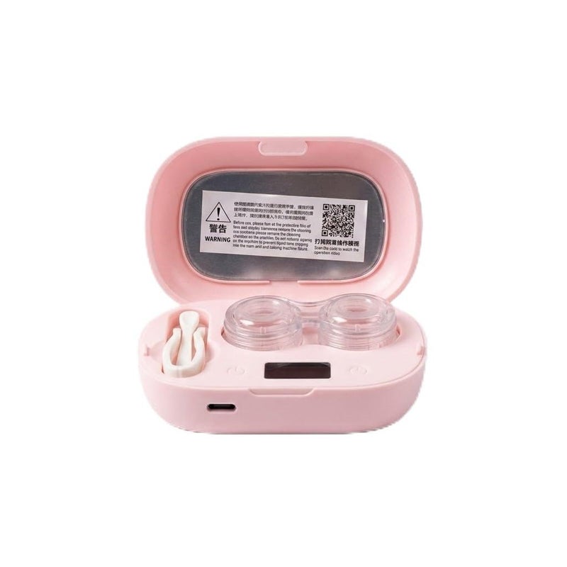 Ultrasonic Contact Lens Cleaner Case with LED Display, USB Type-C Rechargeable Lens Cleaner Device, Portable Lens Washer with Tweezer and Lens Applicator - Image 1