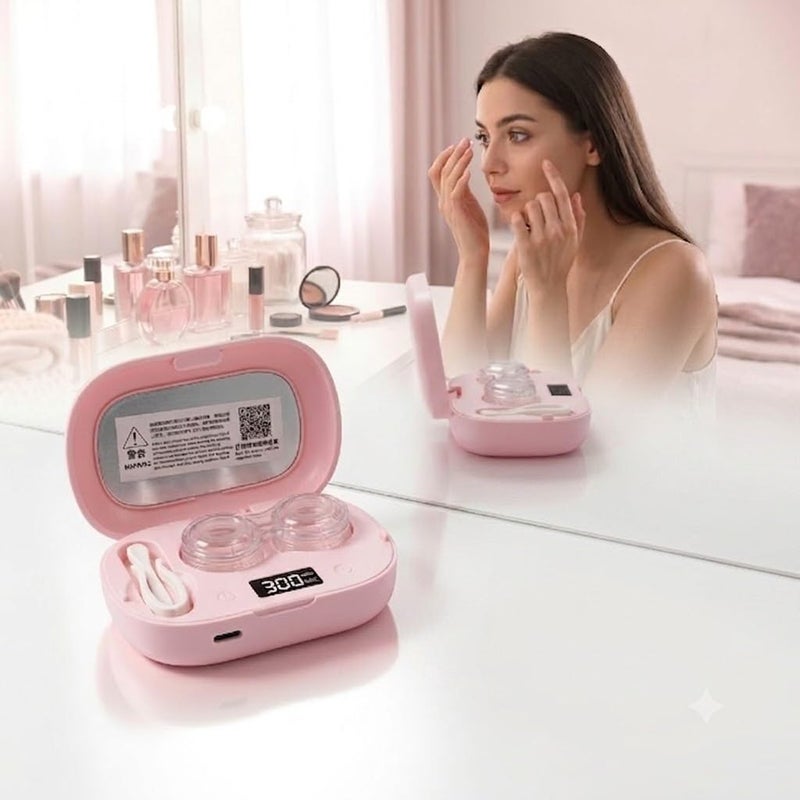 Ultrasonic Contact Lens Cleaner Case with LED Display, USB Type-C Rechargeable Lens Cleaner Device, Portable Lens Washer with Tweezer and Lens Applicator - Image 2