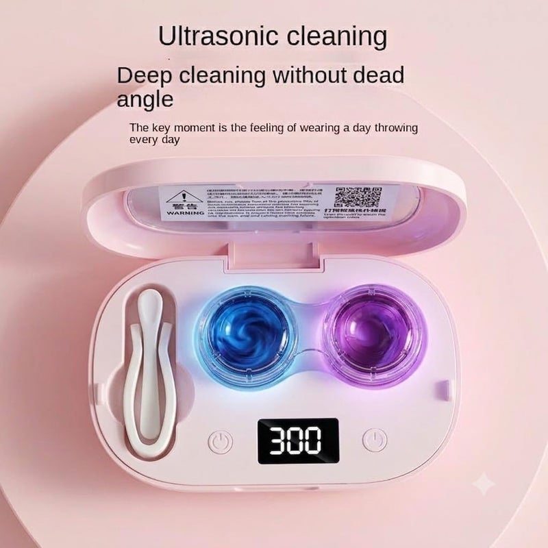 Ultrasonic Contact Lens Cleaner Case with LED Display, USB Type-C Rechargeable Lens Cleaner Device, Portable Lens Washer with Tweezer and Lens Applicator - Image 3