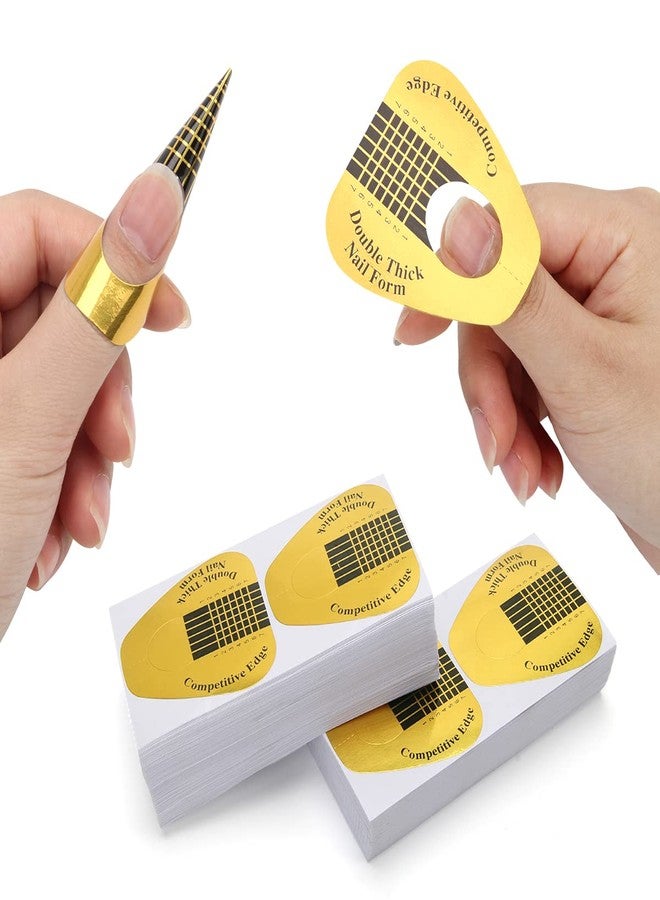 Ahier 500PCS Nail Forms for Builder, AHIER Gold Horseshoe Nail Extension Forms for Acrylic Nails/UV Gel with Guide Stickers - Image 1