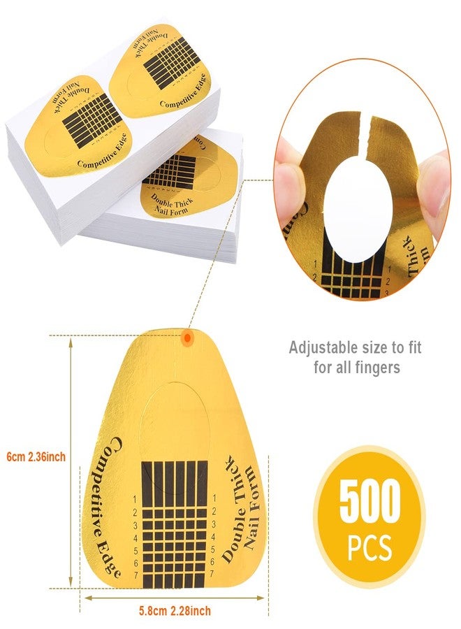 Ahier 500PCS Nail Forms for Builder, AHIER Gold Horseshoe Nail Extension Forms for Acrylic Nails/UV Gel with Guide Stickers - Image 2