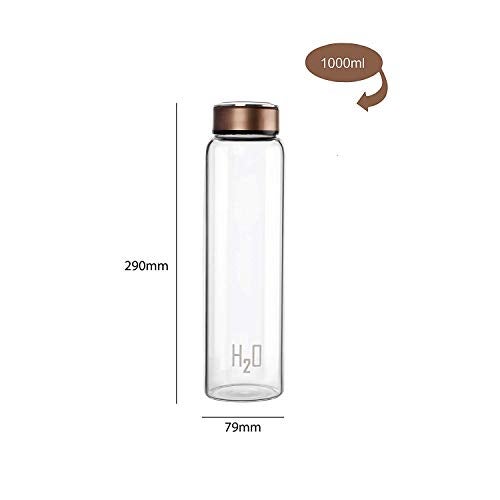 Home-Cart H2O Borosilicate Glass Water Bottle, 1 Litre_Multicolor, Pack Of 2 - Image 5