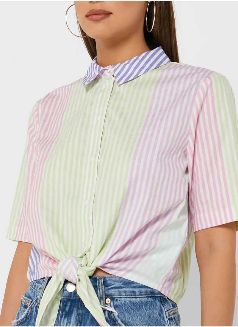 Jacqueline de Yong Button Down Knot Detail Shirt