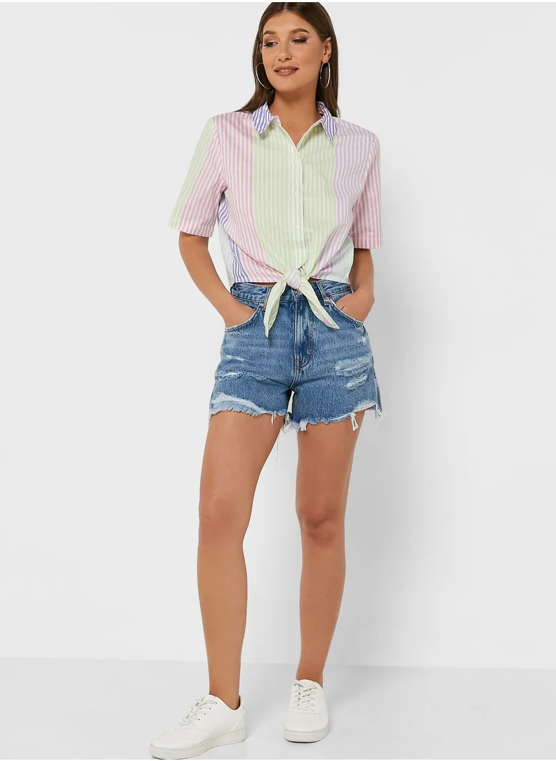 Jacqueline de Yong Button Down Knot Detail Shirt