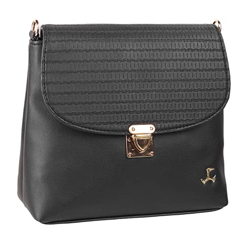 Mochi Women Black Flap Over Sling (66-7212) - Image 4